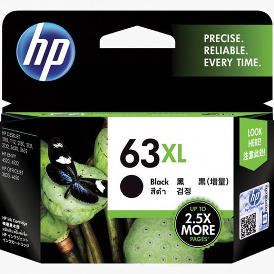 HP Printer 63XL Black High Yield Ink Cartridge - F6U64AA