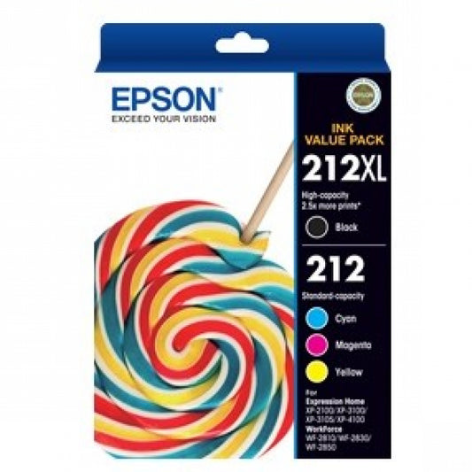 Epson Printer 212XL BK + 212 C/M/Y 4 Ink Cartridge Value Pack - C13T02X992